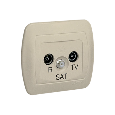 Gniazdo antenowe R-TV-SAT przelotowe beż