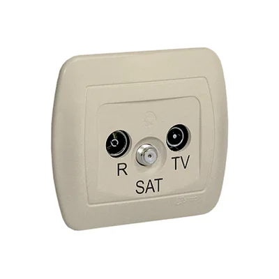 Gniazdo antenowe R-TV-SAT przelotowe beż