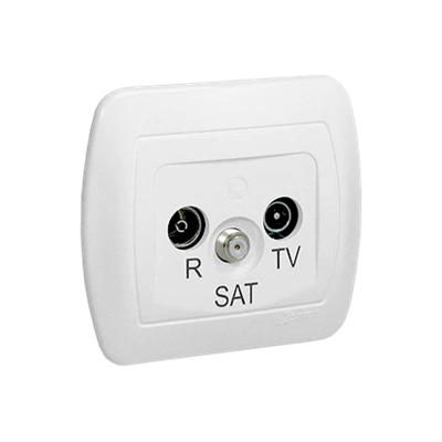 Gniazdo antenowe R-TV-SAT przelotowe białe