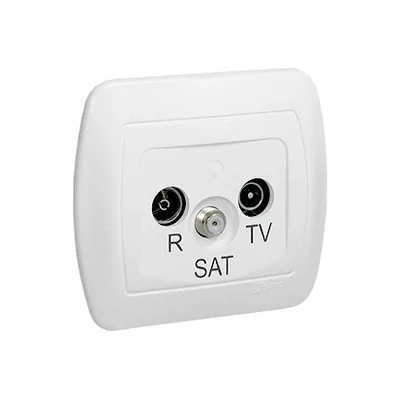 Gniazdo antenowe R-TV-SAT przelotowe białe