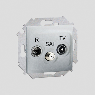 Gniazdo antenowe R-TV-SAT przelotowe (moduł), aluminium (metalik)