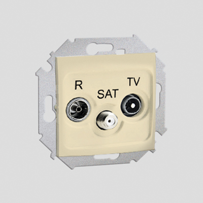 Gniazdo antenowe R-TV-SAT przelotowe (moduł) beż