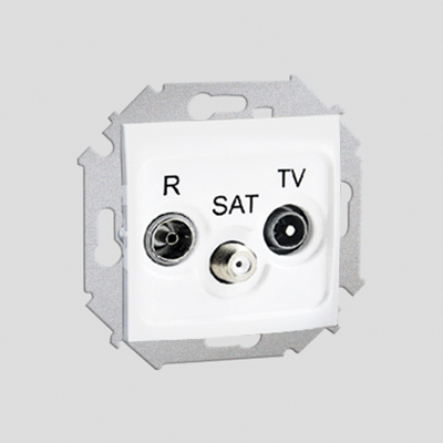Gniazdo antenowe R-TV-SAT przelotowe (moduł) białe