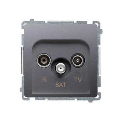 Gniazdo antenowe R-TV-SAT przelotowe (moduł) inox (metalik)