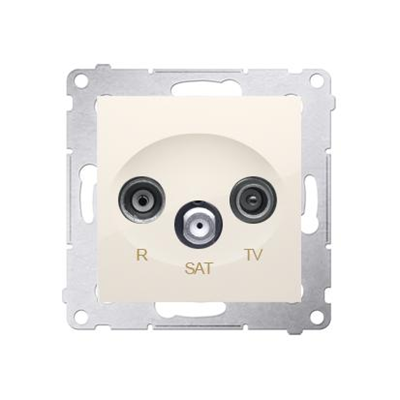 Gniazdo antenowe R-TV-SAT przelotowe (moduł) krem