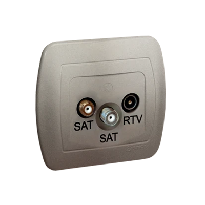 Gniazdo antenowe SAT-SAT-RTV końcowe satyna metalik