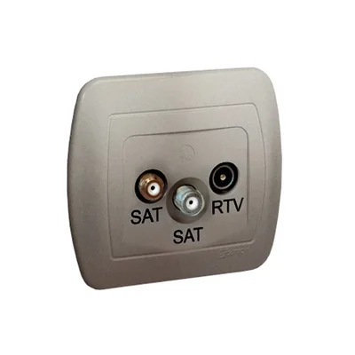 Gniazdo antenowe SAT-SAT-RTV końcowe satyna metalik