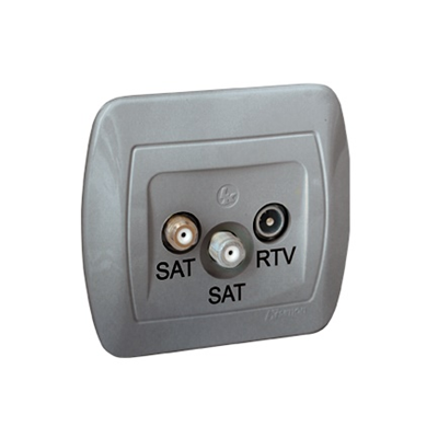 Gniazdo antenowe SAT-SAT-RTV końcowe, srebrny (metalik)
