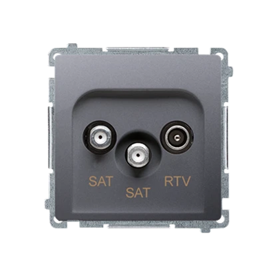 Gniazdo antenowe satelitarne podwójne końcowe SAT-SAT-RTV (moduł) inox (metalik)