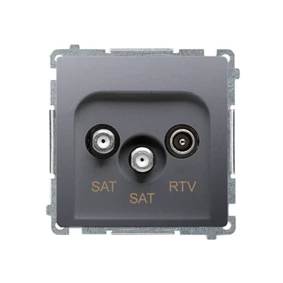 Gniazdo antenowe satelitarne podwójne końcowe SAT-SAT-RTV (moduł) inox (metalik)