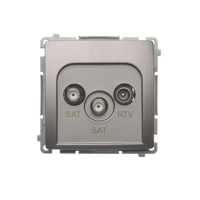 Gniazdo antenowe satelitarne podwójne końcowe SAT-SAT-RTV (moduł) inox (metalik)