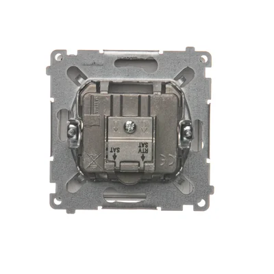 Gniazdo antenowe satelitarne podwójne końcowe SAT-SAT-RTV (moduł) inox (metalik)