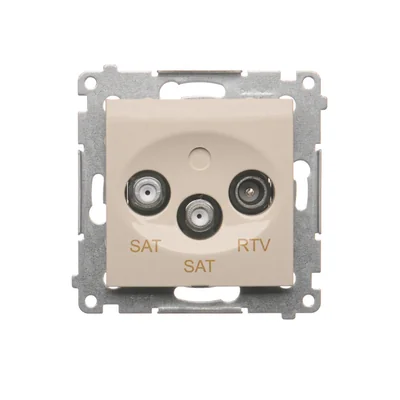 Gniazdo antenowe satelitarne podwójne SAT-SAT-RTV (moduł) krem