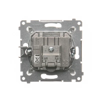 Gniazdo antenowe satelitarne podwójne SAT-SAT-RTV (moduł) srebrny (metalik)