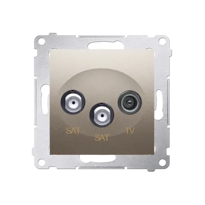 Gniazdo antenowe satelitarne podwójne SAT-SAT-RTV (moduł) złoty (metalik)