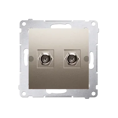 Gniazdo antenowe typu „F” podwójne złoty mat metalizowany