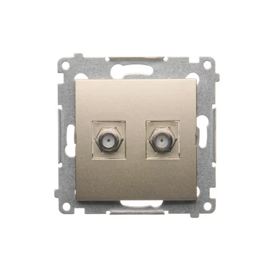 Gniazdo antenowe typu „F” podwójne złoty mat metalizowany