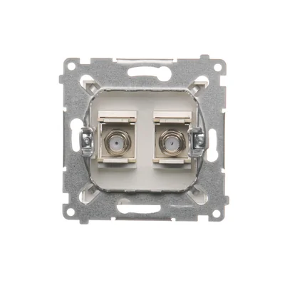 Gniazdo antenowe typu „F” podwójne złoty mat metalizowany