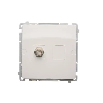 Gniazdo antenowe typu F pojedyncze, białe