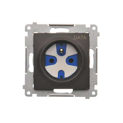 Gniazdo DATA z kluczem uprawniającym (moduł) 230V, brąz mat metalik