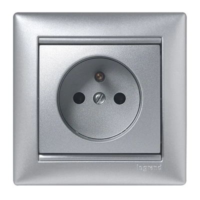 Gniazdo elektryczne pojedyncze kolor aluminiowy