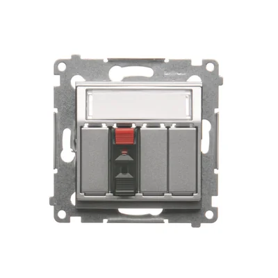 Gniazdo głośnikowe 1-krotne z polem opisowym (moduł) srebrny (metalik)