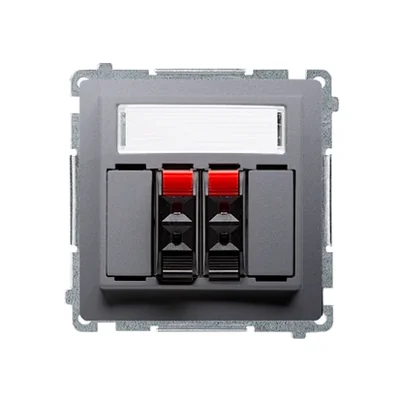 Gniazdo głośnikowe 2-krotne z polem opisowym (moduł) inox metalik