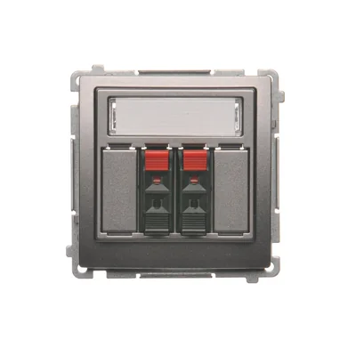 Gniazdo głośnikowe 2-krotne z polem opisowym (moduł) inox metalik