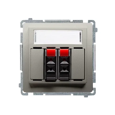 Gniazdo głośnikowe 2-krotne z polem opisowym (moduł) satyna metalik