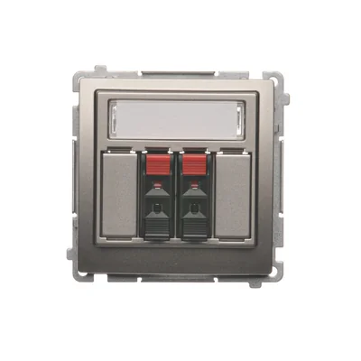 Gniazdo głośnikowe 2-krotne z polem opisowym (moduł) satyna metalik