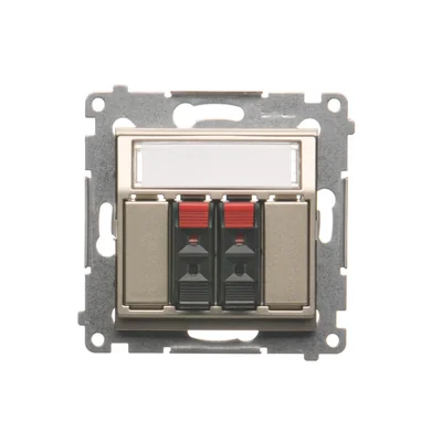 Gniazdo głośnikowe 2-krotne z polem opisowym (moduł) złoty (metalik)