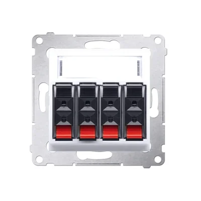 Gniazdo głośnikowe 4-krotne z polem opisowym (moduł) białe