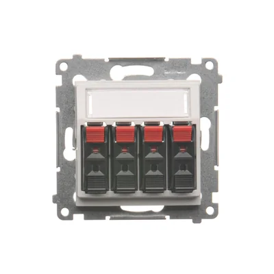 Gniazdo głośnikowe 4-krotne z polem opisowym (moduł) białe