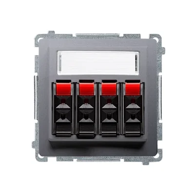 Gniazdo głośnikowe 4-krotne z polem opisowym (moduł) inox metalik