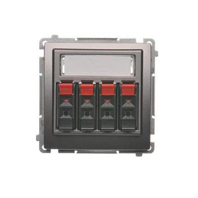 Gniazdo głośnikowe 4-krotne z polem opisowym (moduł) inox metalik