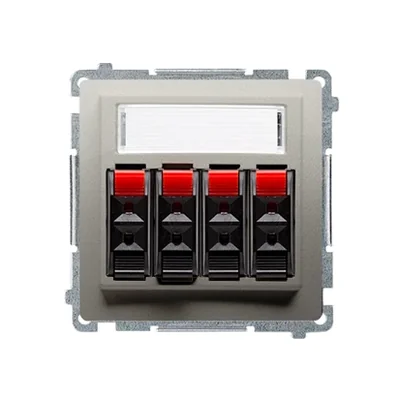 Gniazdo głośnikowe 4-krotne z polem opisowym (moduł) satyna metalik