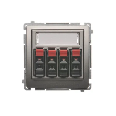 Gniazdo głośnikowe 4-krotne z polem opisowym (moduł) satyna metalik