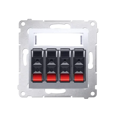 Gniazdo głośnikowe 4-krotne z polem opisowym (moduł) srebrny (metalik)