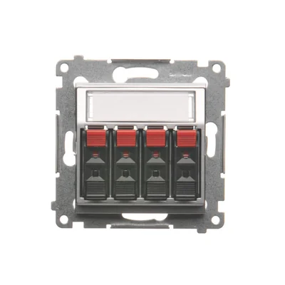 Gniazdo głośnikowe 4-krotne z polem opisowym (moduł) srebrny (metalik)