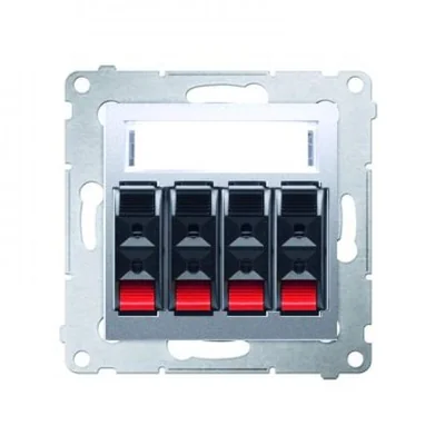 Gniazdo głośnikowe 4-krotne z polem opisowym (moduł) srebrny (metalik)