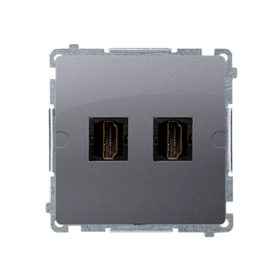 Gniazdo HDMI podwójne (moduł) inox metalik