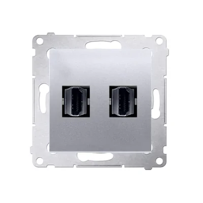 Gniazdo HDMI podwójne (moduł) srebrny metalik