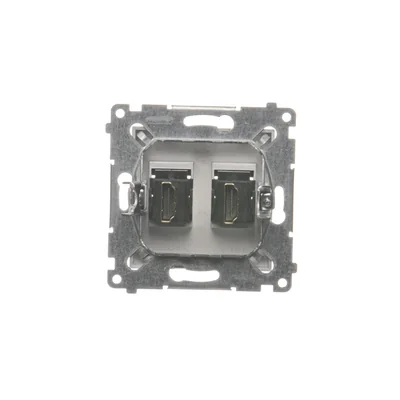 Gniazdo HDMI podwójne (moduł) srebrny metalik