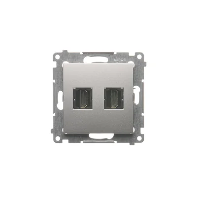 Gniazdo HDMI podwójne (moduł) srebrny metalik