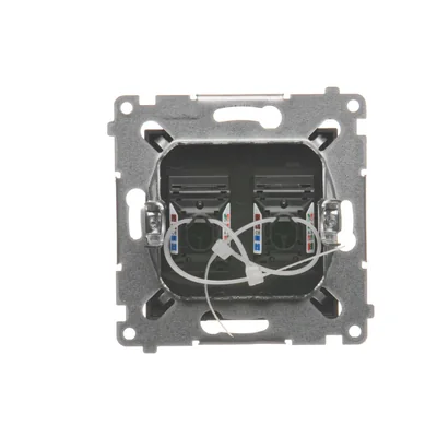 Gniazdo komputerowe podwójne RJ45 kat. 6 z przesłoną przeciwkurzową (moduł) brąz mat metalik