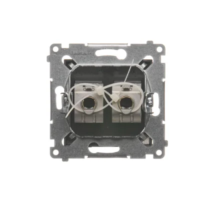 Gniazdo komputerowe podwójne RJ45 kategoria 6 ekranowane z przesłoną przeciwkurzową (moduł) antracyt (metalik)