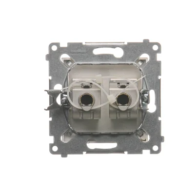 Gniazdo komputerowe podwójne RJ45 kategoria 6 ekranowane z przesłoną przeciwkurzową (moduł) złoty (metalik)