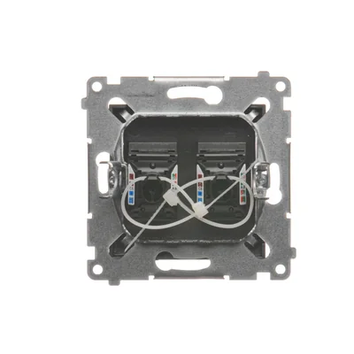 Gniazdo komputerowe podwójne RJ45 kategoria 6 z przesłoną przeciwkurzową (moduł) antracyt (metalik)