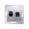 Gniazdo komputerowe podwójne RJ45 kategoria 6 z przesłoną przeciwkurzową (moduł) srebrny (metalik)