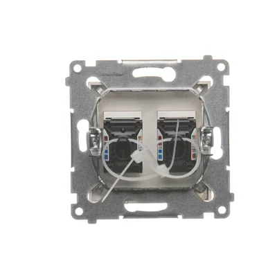 Gniazdo komputerowe podwójne RJ45 kategoria 6 z przesłoną przeciwkurzową (moduł) złoty (metalik)